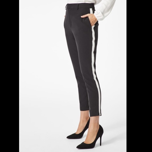 black dress pants with white stripes